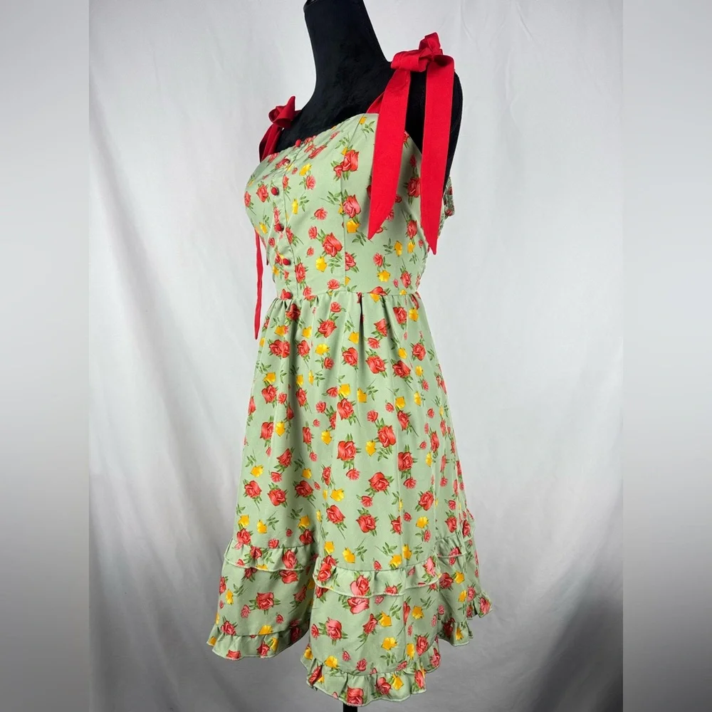 Temu Plus Side Boho Floral Tie-Shoulder Dress - Picture 2 of 3